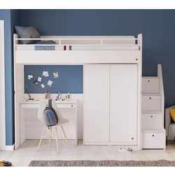 White Studio 3 Παιδικό Κρεβάτι Κουκέτα Μονό για Στρώμα 90x200cm