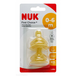 Nuk First Choice+ Θηλή Καουτσούκ για Μπιμπερό 0m+ Μεσαίας Ροής 2τμχ
