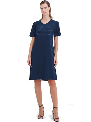 Giota Midi Καλοκαιρινό Καθημερινό Φόρεμα Navy Μπλε 4359