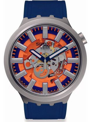 Swatch Big Bold Ανδρικό Ρολόι με Μπλε Καουτσούκ Λουράκι SB07S114