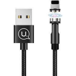 Usams US-SJ472 Braided Magnetic USB-A to Lightning Cable 10.5W 1m Black SJ472USB01