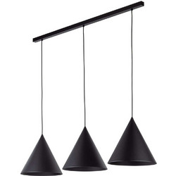 TK Lighting Cono Κρεμαστό Φωτιστικό Οροφής Ράγα Τρίφωτο E27 Μαύρο 10060
