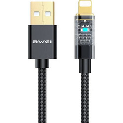 Awei CL-139L Braided LED USB-A to Lightning Cable 1m Black 6217924887707