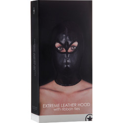 Ouch! Extreme Leather Hood with Ribbon Ties