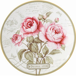 Karvounis Bros Floral Paris Roses Σετ Πιάτα Πάστας Πορσελάνης Μπεζ Ροζ 7τμχ 33460-82120