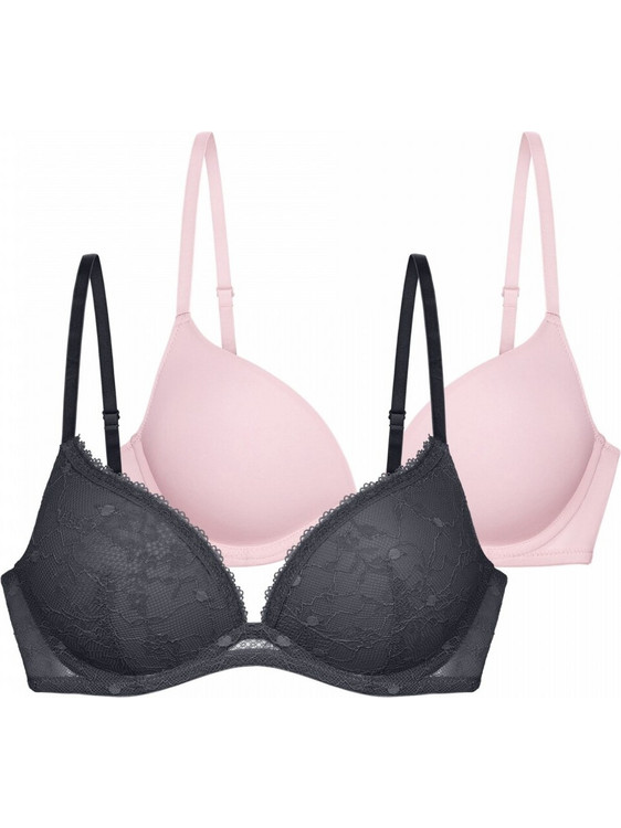 Dorina Radha Σουτιέν Push Up με Μπανέλα Ροζ Ανθρακί FXPG0027LA141-2X0388