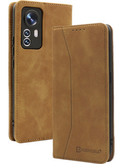 Bodycell Pu Leather Book Brown (Xiaomi 12 Pro)