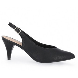 Piccadilly Ανατομικές Γόβες Slingback Δερμάτινες με Λεπτό Ψηλό Τακούνι Μαύρες 779-23137