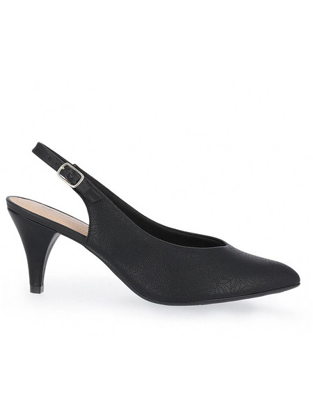 Piccadilly Ανατομικές Γόβες Slingback Δερμάτινες με Λεπτό Ψηλό Τακούνι Μαύρες 779-23137