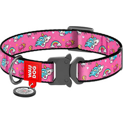 Waudog Unicorns Metal Κολάρο Σκύλου Ροζ 2.5x31-49cm