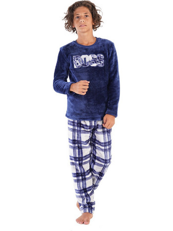 Vienetta Secret Παιδική Πιτζάμα Fleece Χειμωνιάτικη Navy Μπλε 303078B