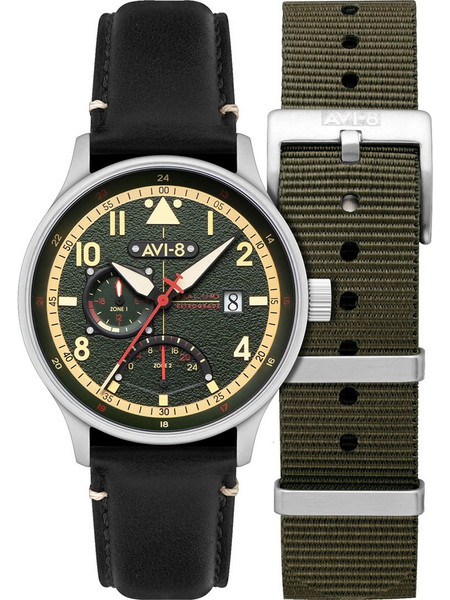 AVI-8 Hawker Ανδρικό Ρολόι με Μαύρο Δερμάτινο Λουράκι AV-4101-0A