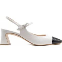 Fardoulis Γόβες Slingback Δερμάτινες με Χοντρό Χαμηλό Τακούνι Μαύρες Εκρού 520-11A