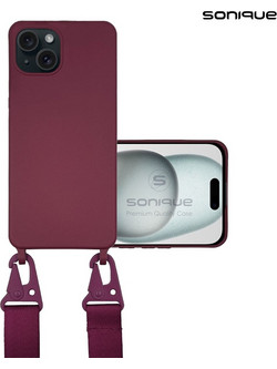Sonique Silicone Strap Back Cover Burgundy (iPhone 15 Plus)