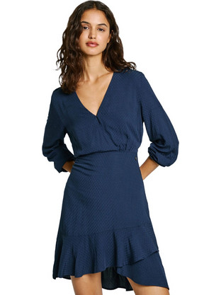 Pepe Jeans Kendall Mini Καθημερινό Φόρεμα Κρουαζέ Μεταξωτό Navy Μπλε PL953610-594
