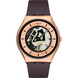 Swatch Copper Flame Γυναικείο Ρολόι με Καφέ Καουτσούκ Λουράκι SS07G107