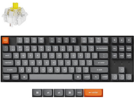 Keychron K8 Max QMK Ασύρματο Μηχανικό Gaming Πληκτρολόγιο TenKeyLess με Keychron Super Banana Διακόπτες RGB Grey