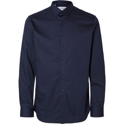 Selected Ανδρικό Πουκάμισο Βαμβακερό Μακρυμάνικο Slim Fit Navy Μπλε 16092939