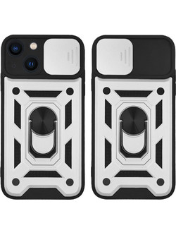Sonique Ring Armor CamPro Back Cover Silver (iPhone 13)