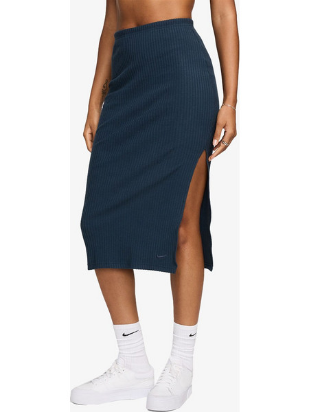 Nike Μίντι Φούστα Πλεκτή Ψηλόμεση Pencil Navy Μπλε FQ1636-478