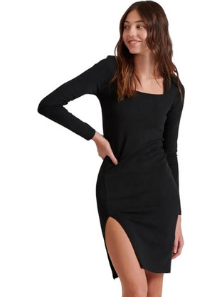 Funky Buddha Mini Βραδινό Φόρεμα Ριπ Μαύρο FBL010-110-13