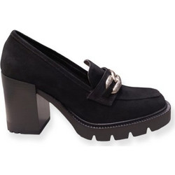 Commanchero Γόβες Suede με Χοντρό Ψηλό Τακούνι & Φιάπα Μαύρες 5920-421