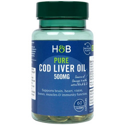 Holland & Barrett Pure Cod Liver Oil Μουρουνέλαιο 500mg 60 Κάψουλες