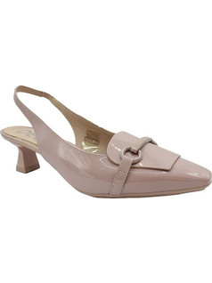 Desiree Γόβες Slingback Λουστρίνι με Λεπτό Χαμηλό Τακούνι Nude ELBA17