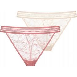 Dorina Anika Γυναικείο Sexy String με Δαντέλα Μπεζ Ροζ FXST0008LA141-2X0357