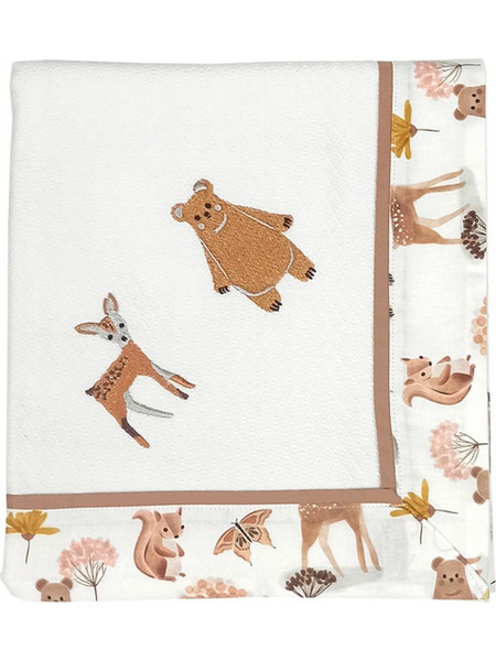 Baby Star Forest Friends Πάνα Αγκαλιάς Πικέ Καφέ Λευκή 85x85cm 2382