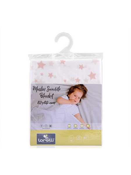 Lorelli Stars Πάνα Αγκαλιάς από Μουσελίνα Λευκή 80x80cm