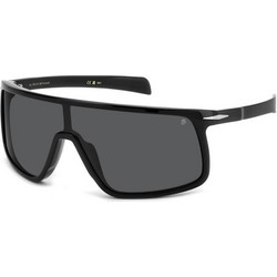 David Beckham DB99 VISOR Ανδρικά Γυαλιά Ηλίου Μάσκα Κοκάλινα Μαύρα με Μαύρο Φακό
