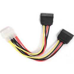Gembird CC-SATA-PSY Καλώδιο Τροφοδοσίας 4-Pin Molex to 2 x 15-Pin SATA Female 0.3m