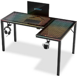 Eureka ERK-GD-L60R-B-V2-EU Γωνιακό Gaming Γραφείο Γυάλινο 22.01.0117