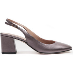Mourtzi Γόβες Slingback Δερμάτινες με Χοντρό Ψηλό Τακούνι Γκρι 55/55905