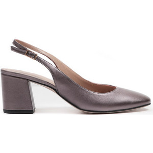 Mourtzi Γόβες Slingback Δερμάτινες με Χοντρό Ψηλό Τακούνι Γκρι 55/55905