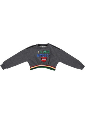 Monnalisa Corta Παιδικό Crop Top Μακρυμάνικο Ανθρακί 6057-0032