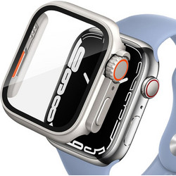 Tech-Protect Defense360 Πλαστική Θήκη Tempered Glass για Apple Watch 7 / 8 / 9 45mm Μπεζ Πορτοκαλί