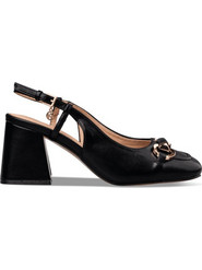 Envie Shoes Γόβες Slingback Δερμάτινες με Χοντρό Ψηλό Τακούνι Μαύρες E45-21274-34