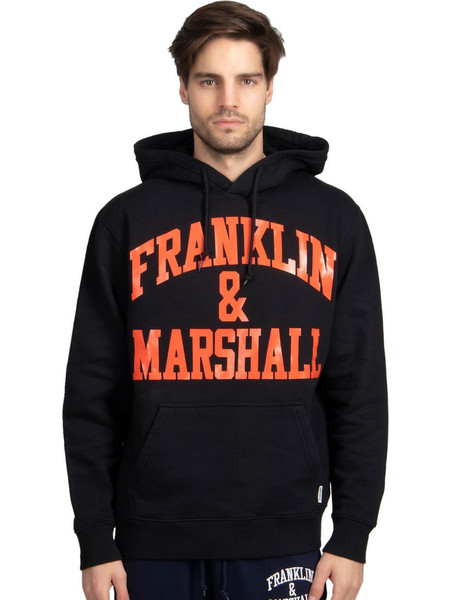Franklin & Marshall Ανδρικό Φούτερ με Κουκούλα & Τσέπες Μαύρο JM5010.000.2004P01-998