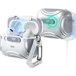 ESR Flicklock Halolock MagSafe Θήκη Σιλικόνης με Γάντζο για Apple AirPods Pro 1 / 2 Ασημί