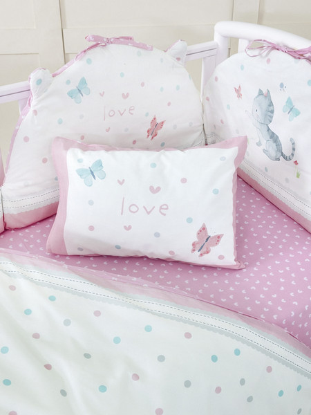 Nima Baby Love Πάντα Κούνιας Λευκό Ροζ 200x40cm