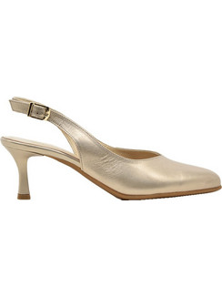 Ragazza Γόβες Slingback Δερμάτινες με Λεπτό Χαμηλό Τακούνι Χρυσές