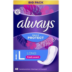 Always Daily Protect Long Fresh Scent Σερβιετάκια για Ελαφριά Ροή 3 Σταγόνες 48τμχ