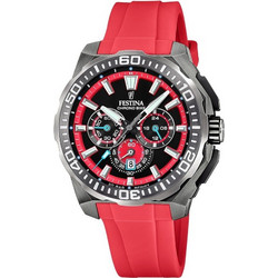 Festina Chrono Bike Diver Ανδρικό Ρολόι Χρονογράφος με Κόκκινο Καουτσούκ Λουράκι F20725/5