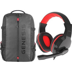 Genesis Palladium 410 NBG-1947 Αδιάβροχο Backpack Laptop 15.6" Black + Gaming Headset Genesis Argon 110 NSG-1437 Red