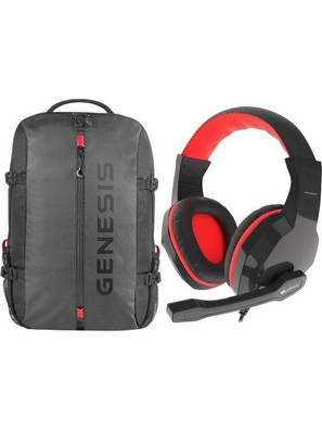 Genesis Palladium 410 NBG-1947 Αδιάβροχο Backpack Laptop 15.6" Black + Gaming Headset Genesis Argon 110 NSG-1437 Red