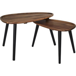 Home Deco Nesting Τραπεζάκια Ζιγκόν Σαλονιού Οβάλ Ξύλινα 2τμχ Μ60xΠ40xΥ39cm HD0291