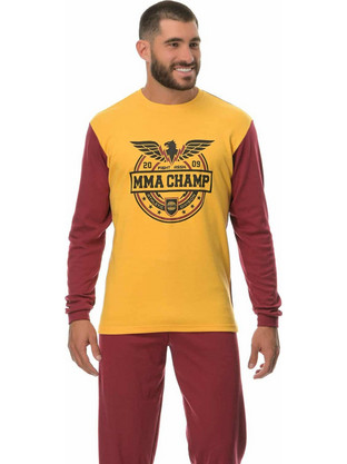 PNN Nightwear Χειμωνιάτικες Ανδρικές Πιτζάμες Βαμβακερές Κίτρινες 1221-0949