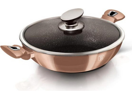 Berlinger Haus Metallic Line Rose Gold Edition Wok Αλουμινίου Αντικολλητικό Titanium Επίστρωση με Καπάκι 30cm BH-7100